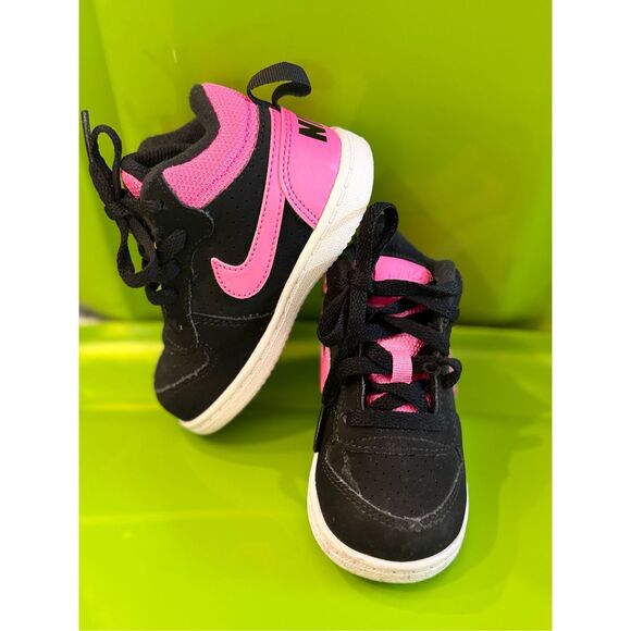 Nike Court Borough Mid (PS) toddler Shoes Black/Pink Blast - Picture 1 of 8